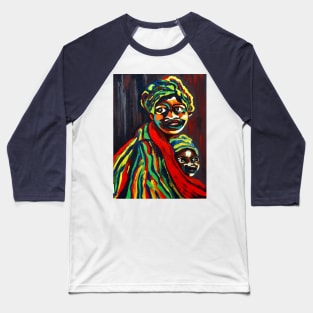 African Traditional Tribal Women Abstract Art Canvas Painting 8 Baseball T-Shirt